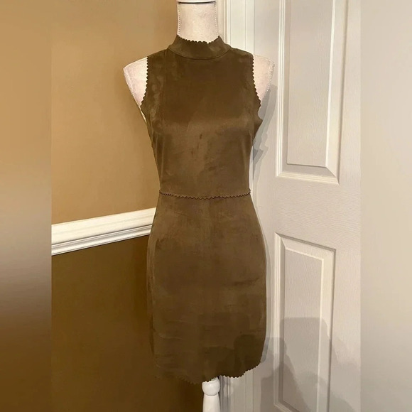 HYFVE Faux suede dress, Olive Green‎ size Small - Picture 8 of 11